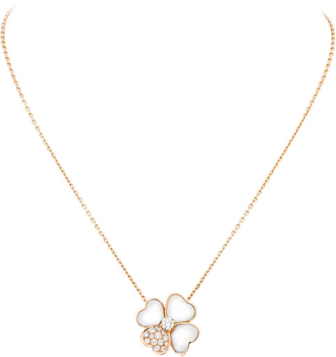 VCARO5BV00_Cosmos-medium-model-clip-pendant,-pink-gold,-white-mother-of-pearl,-diamonds,-diamond-center_595573