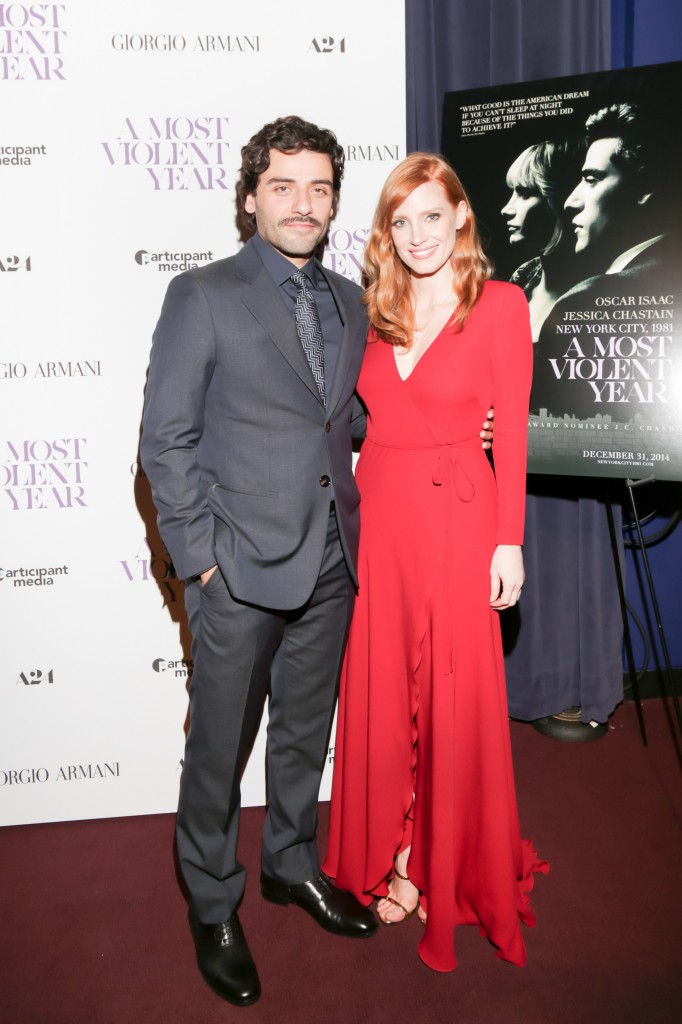 GIORGIO ARMANI hosts the official premiere & after party of A MOST VIOLENT YEAR with OSCAR ISAAC and JESSICA CHASTAIN