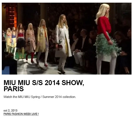 (video) MIU MIU / SPRING SUMMER 2014