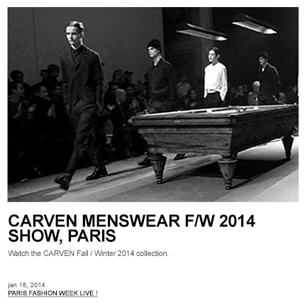 CARVEN MENSWEAR F/W 2014, PARIS  (video)