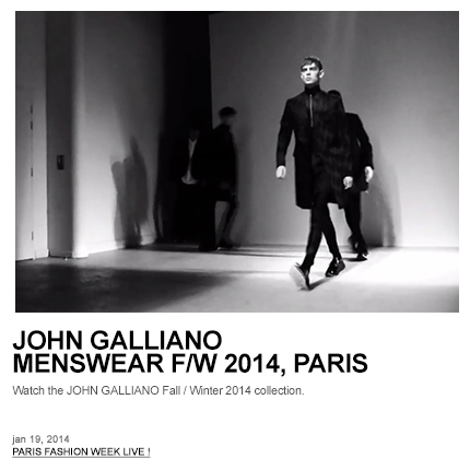JOHN GALLIANO MENSWEAR F/W 2014, PARIS (video)