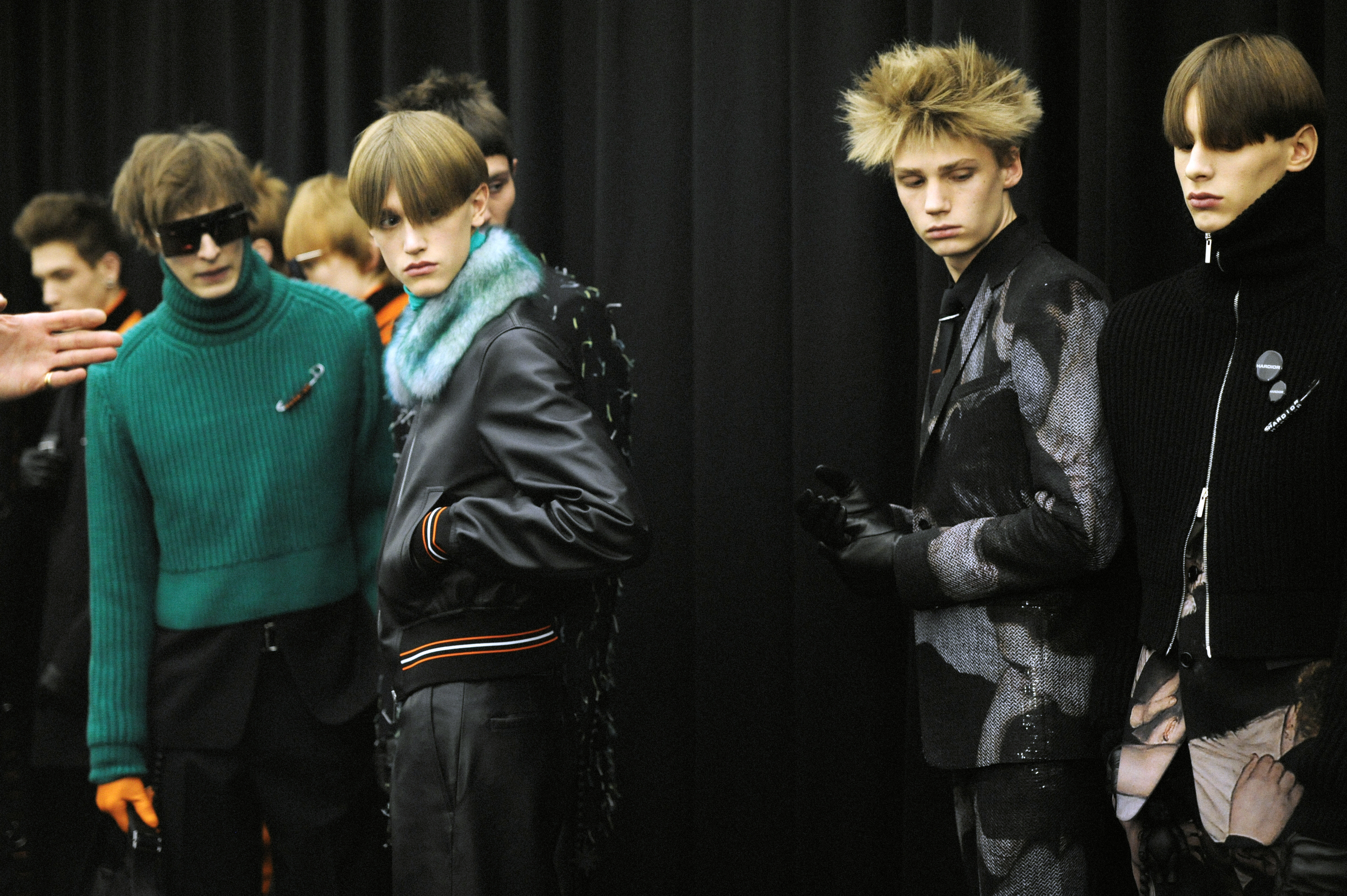 Backstage at Dior Homme Fall Winter 